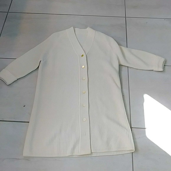 πHP! Long Ivory Wool Blend Sweater/Coat for Elegant Evenings. Vintage. Medium? - Picture 8 of 15